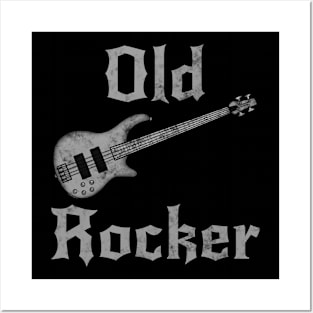 Old Guys Rock, Bass Guitar Father's Day Retirement Bassist Posters and Art